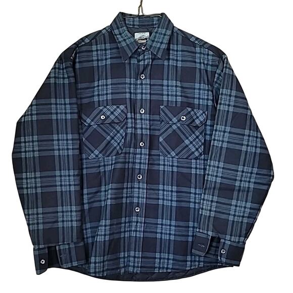 VTG Fieldmaster Quilt-Lined Shacket Blue Plaid Men’s L Made in USA - Picture 1 of 5